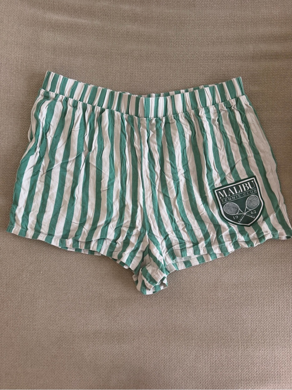 Green & White Striped Women’s Lounge Shorts